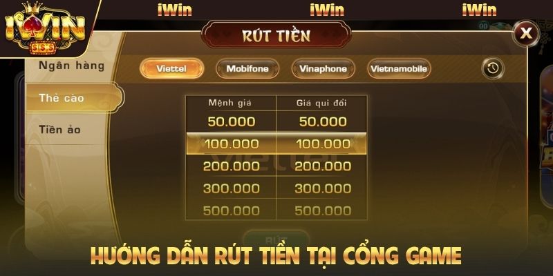 Hướng dẫn rút tiền tại cổng game